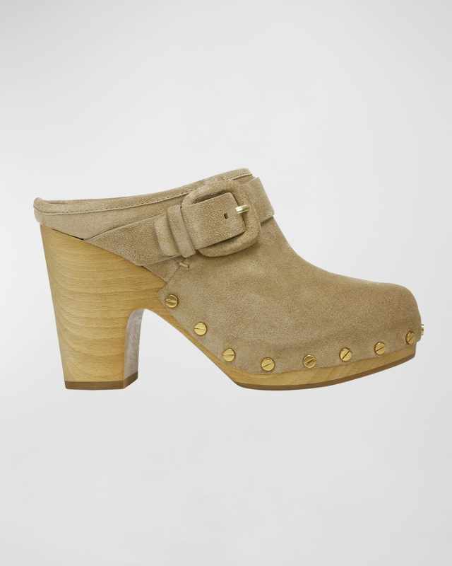 Dacey Buckle Suede Clogs